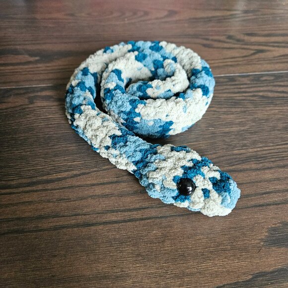 Crochet Snake | Plush | Ball Python | Green | Blue | Stuffed - Picture 1 of 3